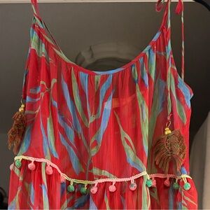 Ramy Brook Red and Green Tassel Dress